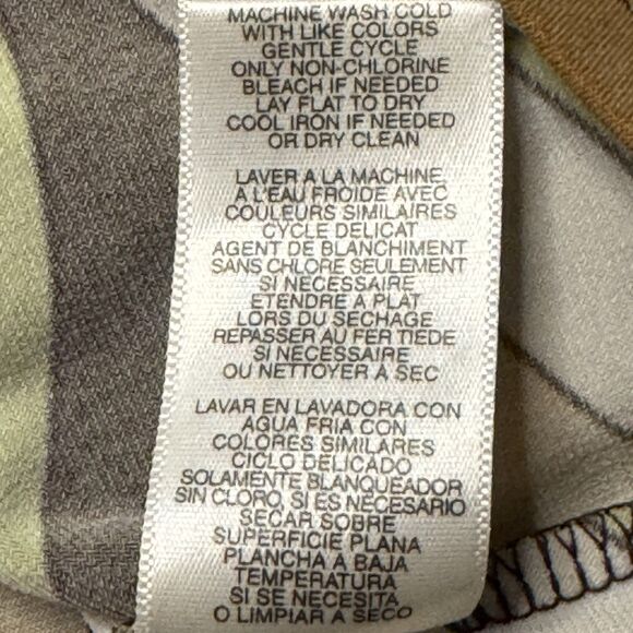 Michael Kors Women’s Sleeveless Top L Geometric Retro Print Green Brown Yellow - Picture 7 of 7